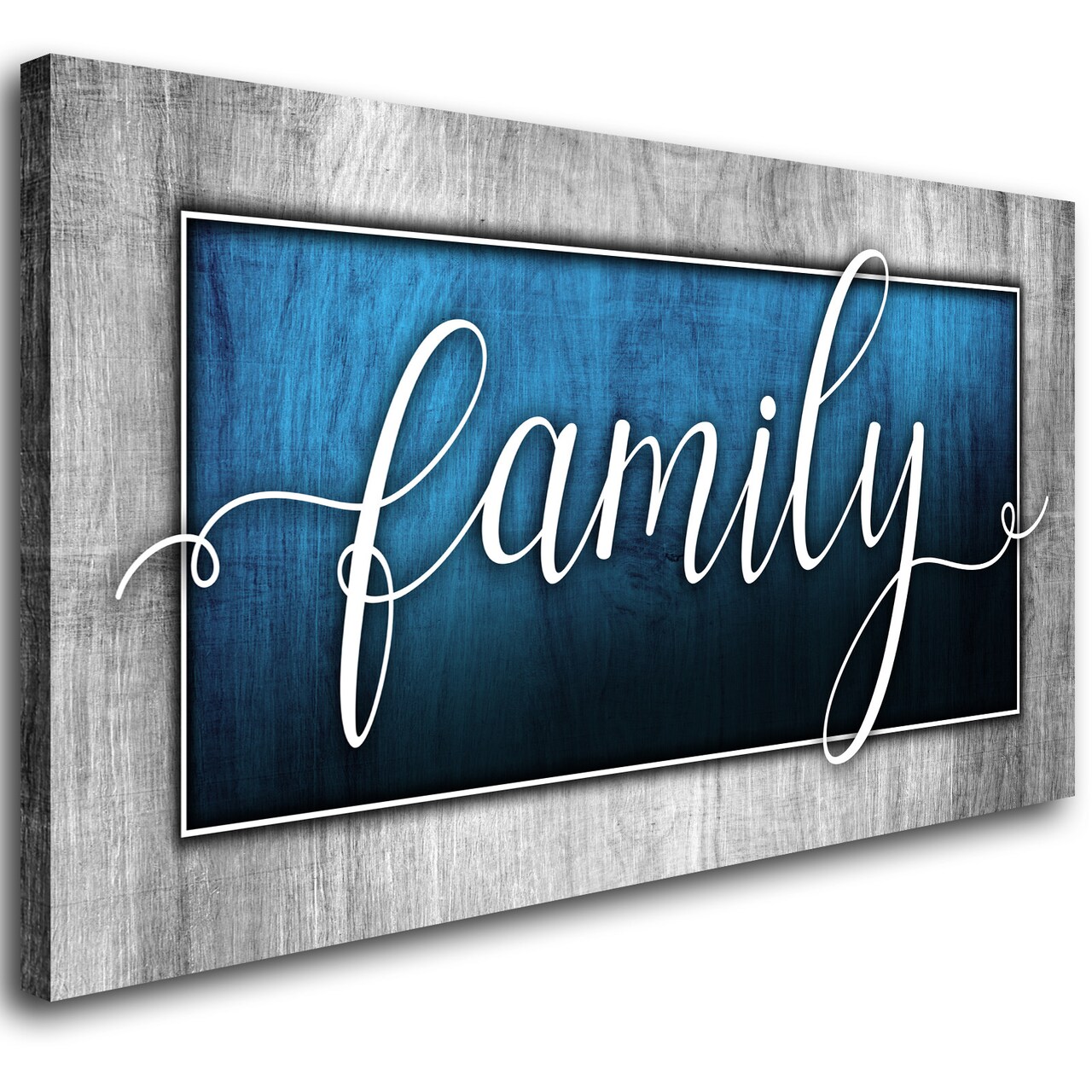 Family Canvas Wall Art - Navy Blue Decor - Family Word Sign - Modern Canvas Prints for Bedroom & Living Room